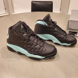 Air Jordan 13 Island Green. Athletic Shoes Black and Teal. Mens 13